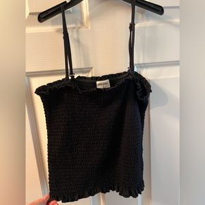 Black smoked full length tube top with removable straps. Brand is others follow.
